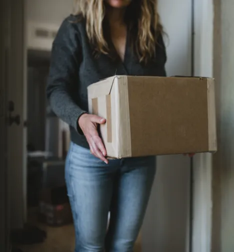 women with box